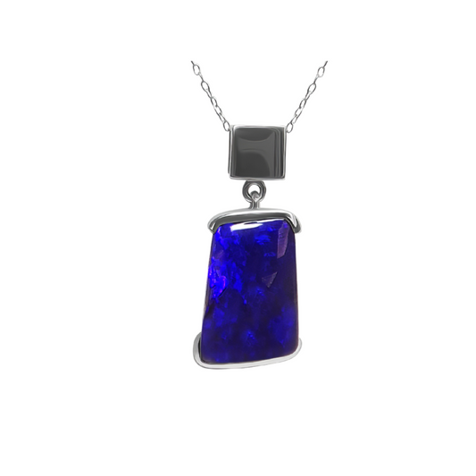 14K White Gold Australian Boulder Opal Pendant (240854)