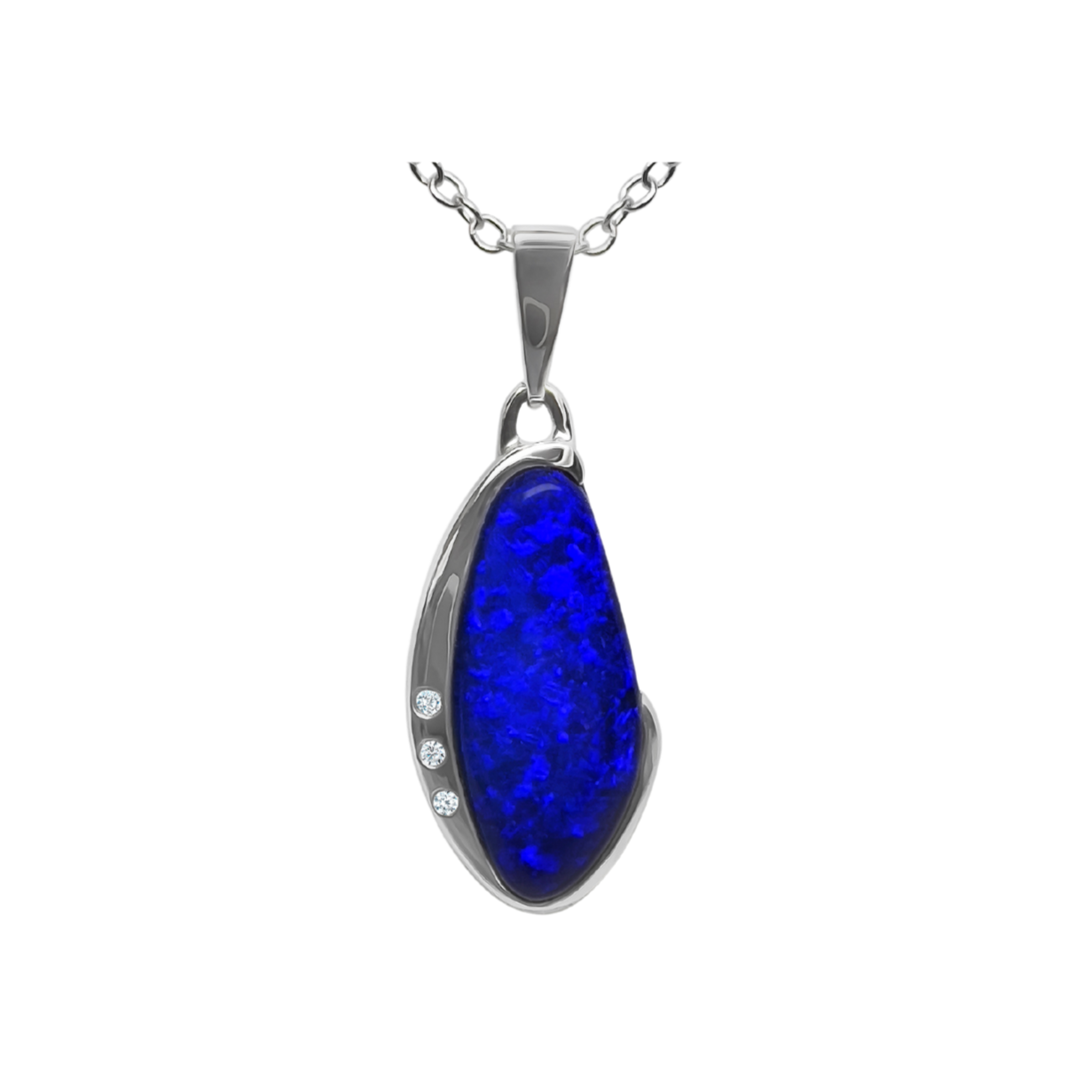 18K White Gold Australian Boulder Opal Pendant (240913)