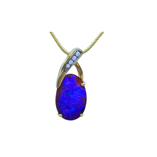 Yellow Gold Australian Boulder Opal Pendant (240918)