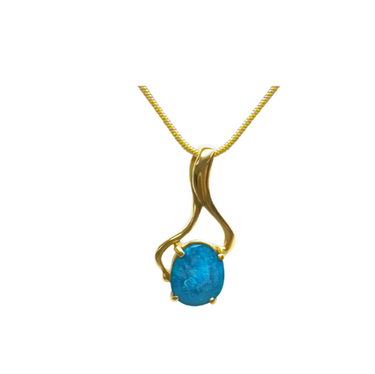 Yellow Gold Boulder Opal Pendant (240957)