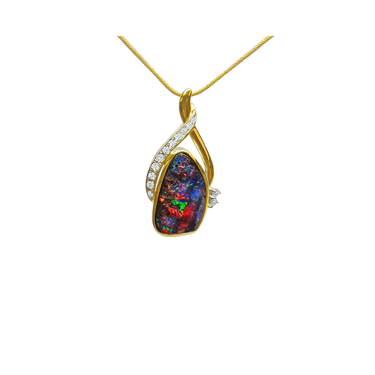 Yellow & White Gold Boulder Opal Pendant (241948)