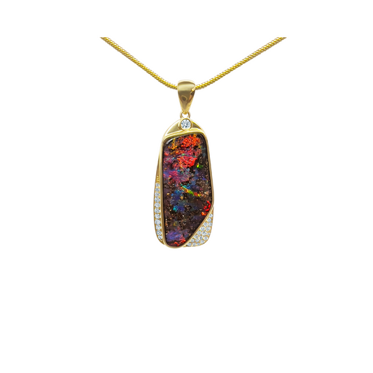 Yellow Gold Boulder Opal Pendant (241962)