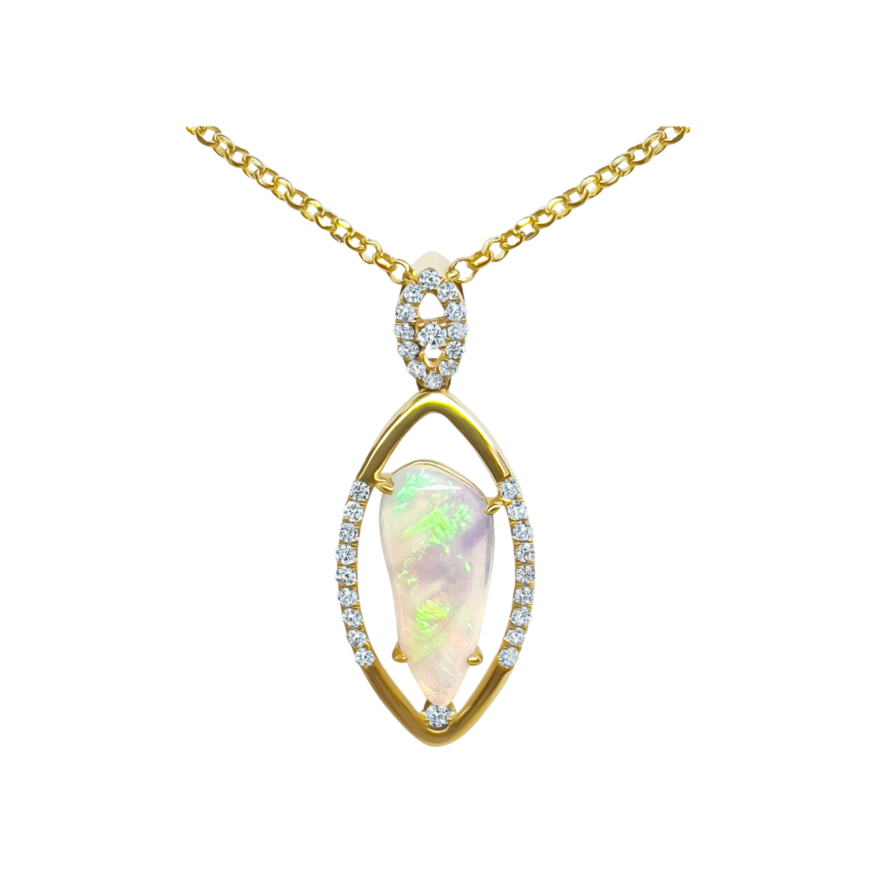 18K Yellow Gold Australian Opal Pendant (242151)