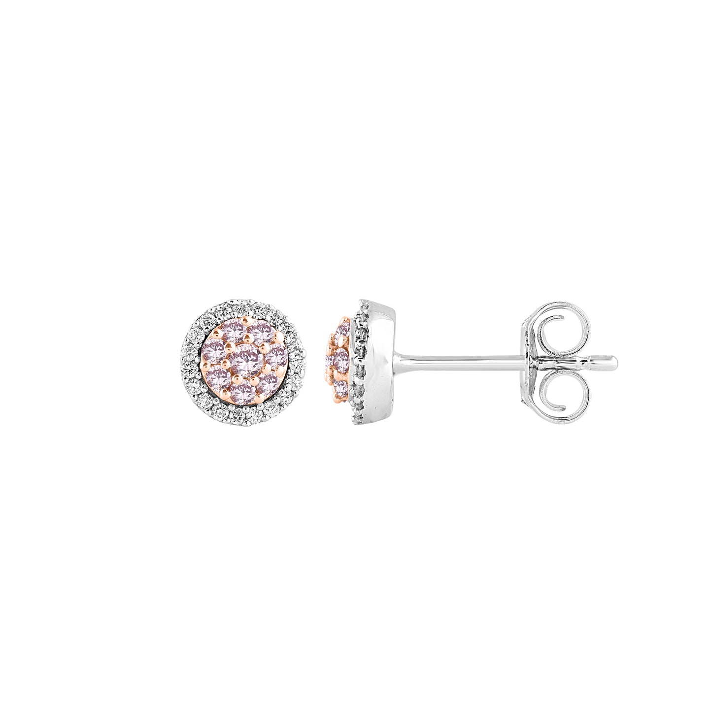 White Gold Argyle Pink Diamond Earrings - "Rosaire"