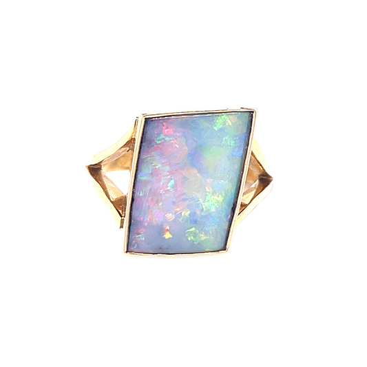 Yellow Gold Boulder Opal Ring - "Regalith"