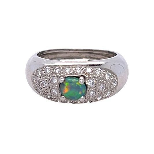Platinum Boulder Opal Diamond Ring - "Noblesse"