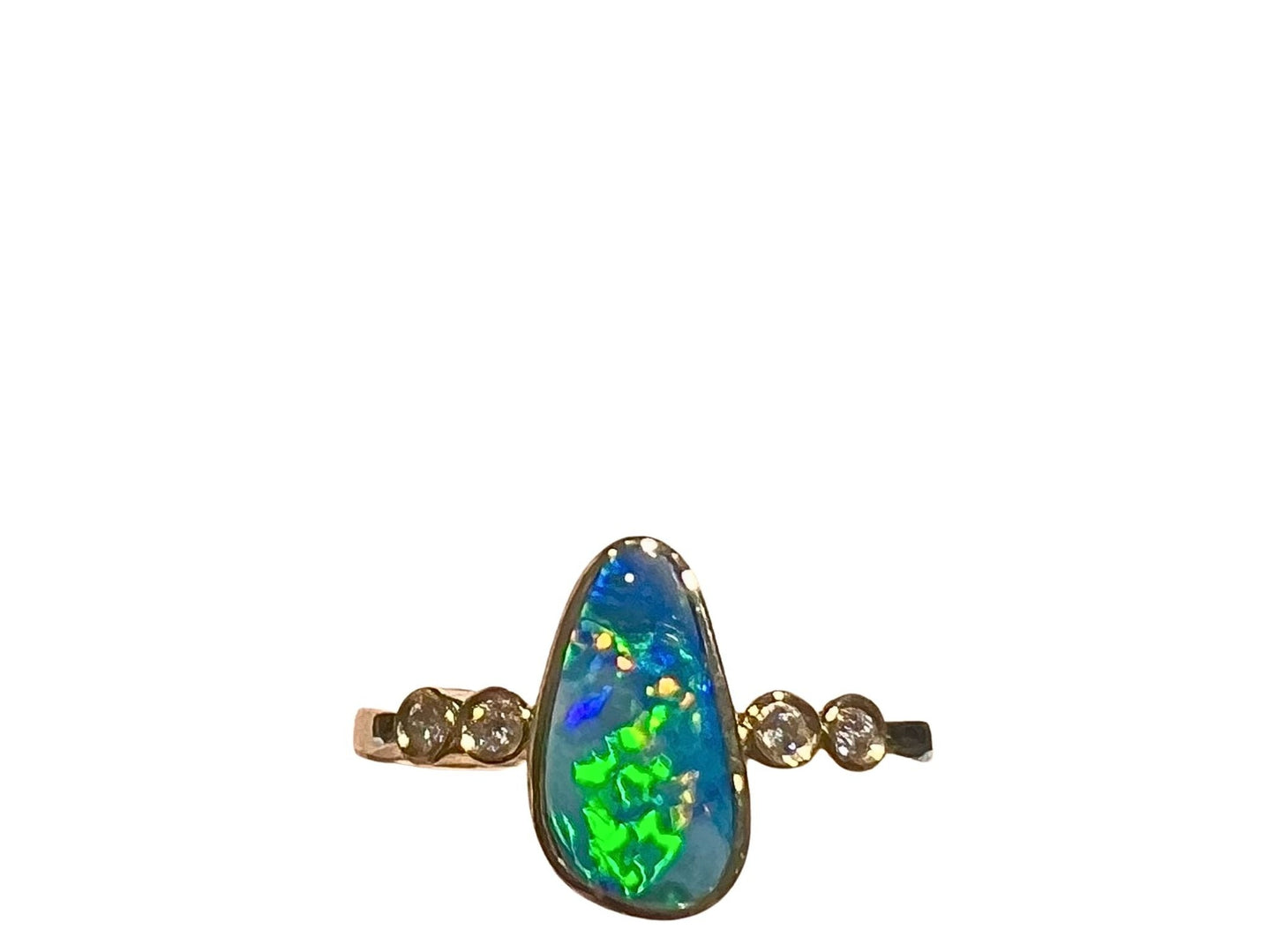 Australian Opal 1.90CT & 0.09CT Diamonds Ring