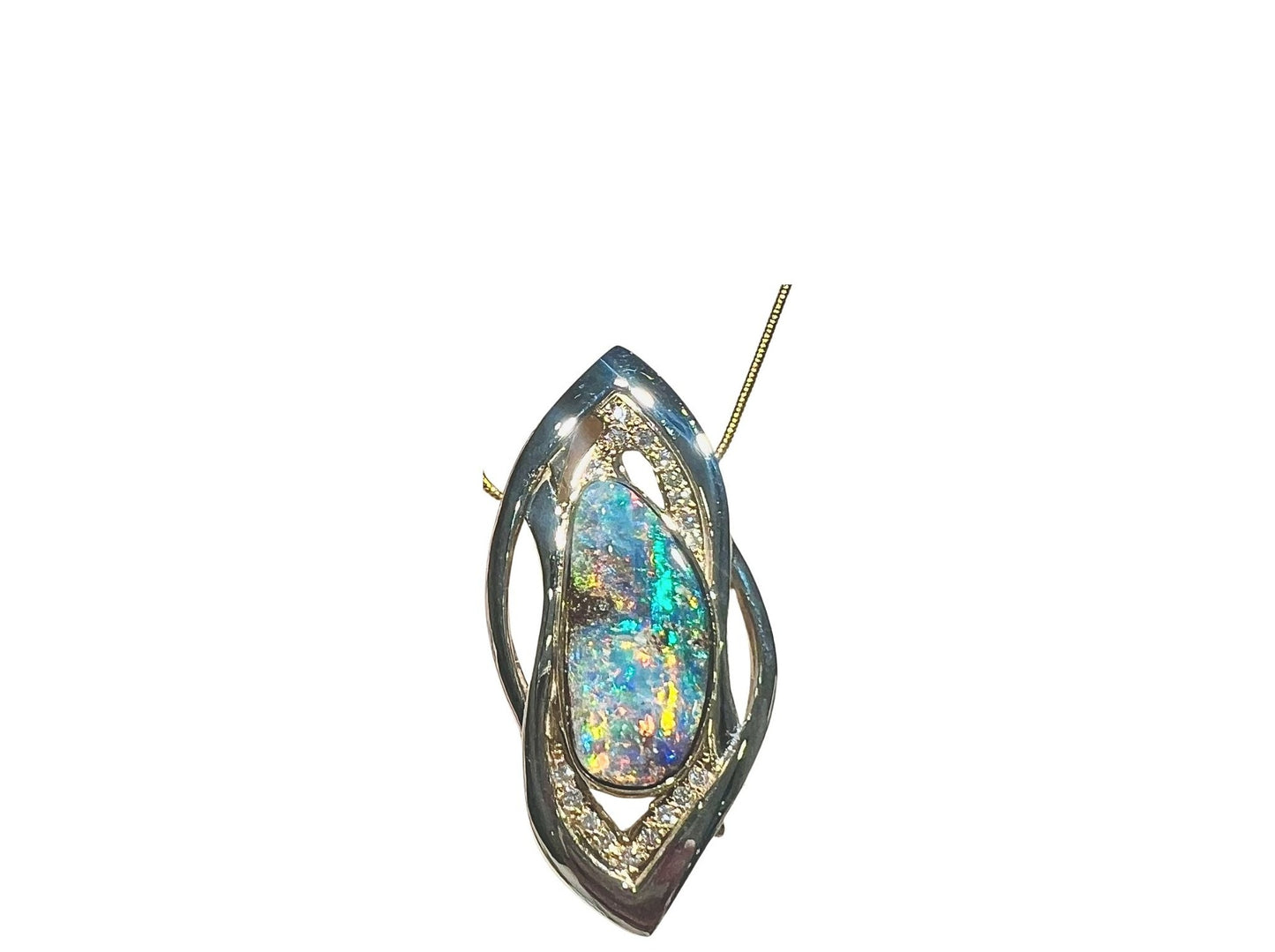 Platinum & Yellow Gold 12.50CT Australian Boulder Opal Pendant